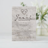 Carved Sweethearts Rustic Tree Wedding Information Begleitkarte (Stehend Vorderseite)