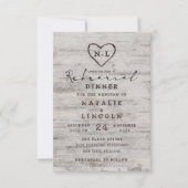 Carved Sweethearts Rustic Wedding Probe Dinner Einladung (Vorderseite)