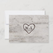 Carved Sweethearts Rustic Wedding RSVP Response Karte (Rückseite)