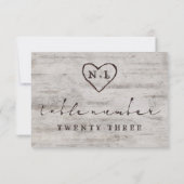 Carved Sweethearts Rustic Wedding Tischnummern (Rückseite)