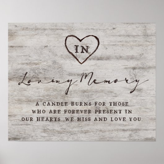 Carved Sweethearts Rustikal in Love Memory Sign Poster (Vorne)