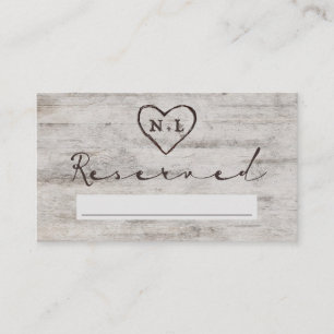 Carved Sweethearts Rustikal Reservierte Hochzeit f Platzkarte