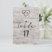 Carved Sweethearts Seating Wedding Tischnummern (Stehend Vorderseite)