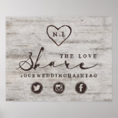 Carved Sweethearts teilt die Liebe Wedding Sign Poster (Vorne)