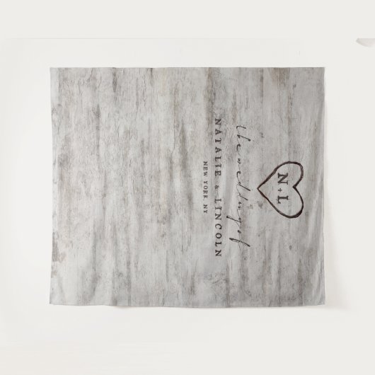 Carved Sweethearts Wedding Foto Booth Hintergrund Wandteppich (Vorderseite (Horizontal))
