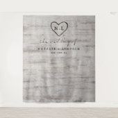 Carved Sweethearts Wedding Foto Booth Hintergrund Wandteppich (Vorderseite)