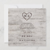 Carved Sweethearts Wedding Liebe und Dankesplatz Dankeskarte (Rückseite)