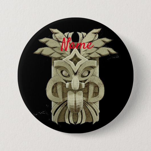 Carved Tiki Sculpture Thunder Button (Vorderseite)