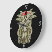 Carved Tiki Sculpture Thunder Große Wanduhr (Winkel)