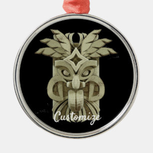 Carved Tiki Sculpture Thunder Ornament Aus Metall