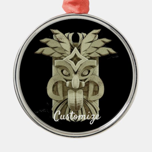 Carved Tiki Sculpture Thunder Ornament Aus Metall (Vorne)