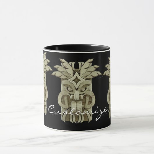 Carved Tiki Sculpture Thunder Tasse (Zentrum)