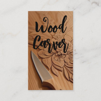 Carved Wood Carver Visitenkarte