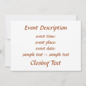 Carved Wood Chag Sameach Einladung (Rückseite)