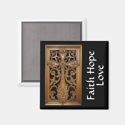 Carved-Wood Cross Magnet (Vorderseite/Rückseite)