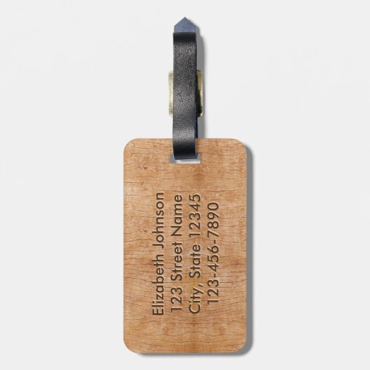 Carved Wood Floral Circles Mandala Personalisiert Gepäckanhänger (Rückseite vertikal)