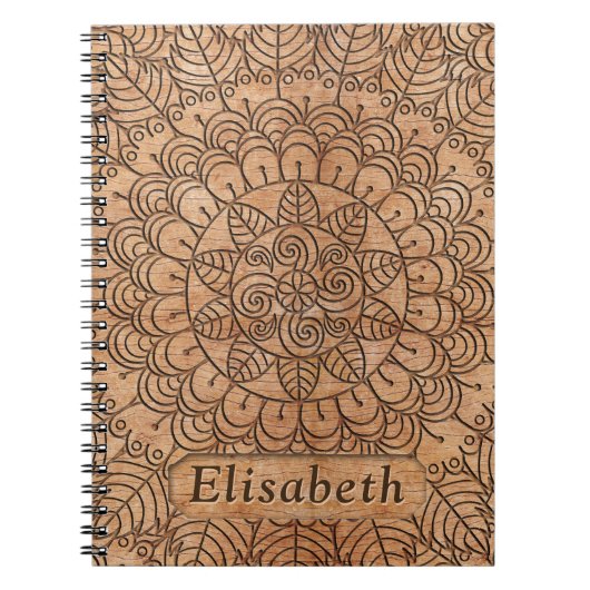 Carved Wood Floral Circles Mandala Personalisiert Notizblock (Vorderseite)