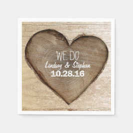 Carved Wood Heart Rustic Wedding Serviette