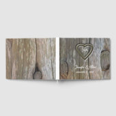 Carved Wood Heart Wedding Gästebuch (Voll)