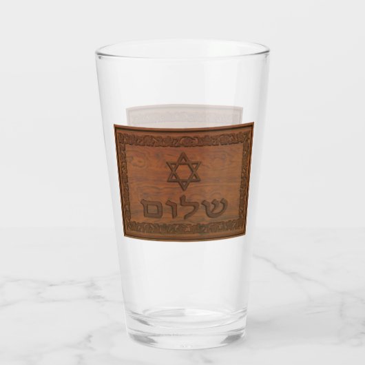 Carved Wood Shalom Glas (Rückseite)