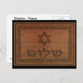 Carved Wood Shalom Postkarte (Vorne/Hinten)
