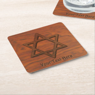 Carved Wood Star von David Rechteckiger Pappuntersetzer