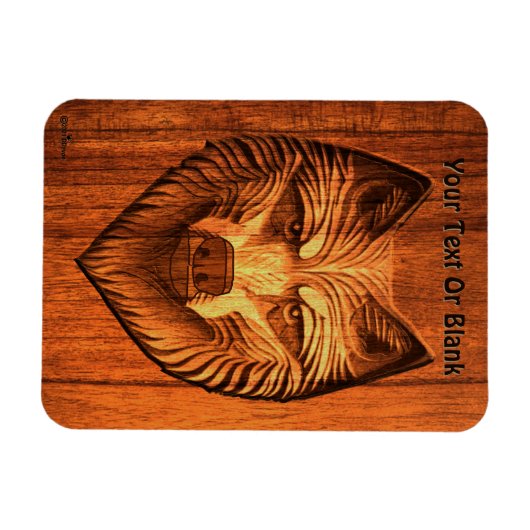 Carved Wood Wolf Magnet (Horizontal)