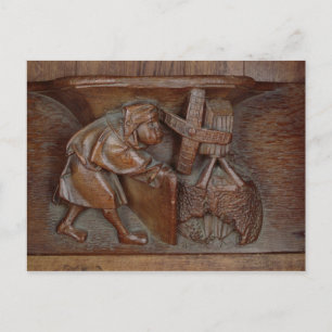 Carving a miller, from a choir stall postkarte