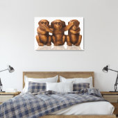 Carving of three wooden monkeys leinwanddruck (Insitu (Schlafzimmer))