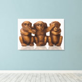 Carving of three wooden monkeys leinwanddruck (Insitu (Holzboden))