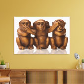 Carving of three wooden monkeys leinwanddruck (Insitu (Wohnzimmer))