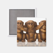 Carving of three wooden monkeys magnet (Vorderseite/Rückseite)