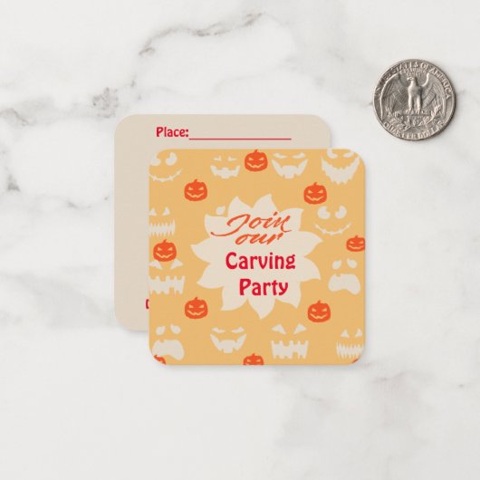 Carving-Party: Mitteilungskarte (Vorderseite/Rückseite Beispiel)