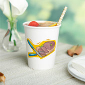 Carving Roast Beef with Fork and Knife Pappbecher