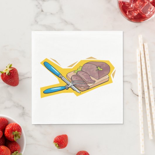 Carving Roast Beef with Fork and Knife Serviette (Beispiel)