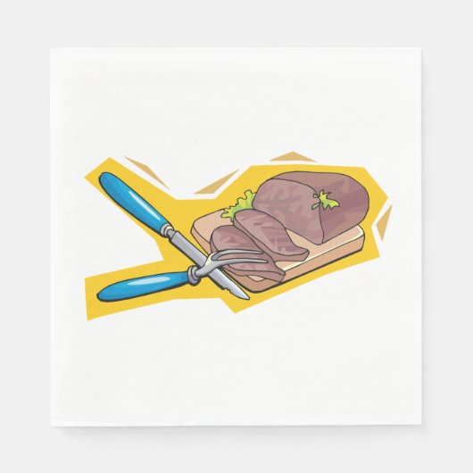 Carving Roast Beef with Fork and Knife Serviette (Vorderseite)