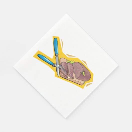 Carving Roast Beef with Fork and Knife Serviette (Ecke)