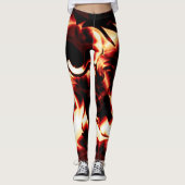 Carvingfeuer auf dunkelrotem Hintergrund Leggings (Vorderseite)