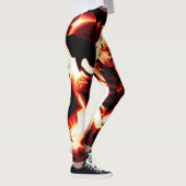 Carvingfeuer auf dunkelrotem Hintergrund Leggings (Rechts)