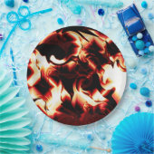 Carvingfeuer auf dunkelrotem Hintergrund Pappteller (Party)