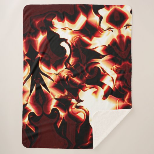 Carvingfeuer auf dunkelrotem Hintergrund Sherpadecke (Vorderseite)