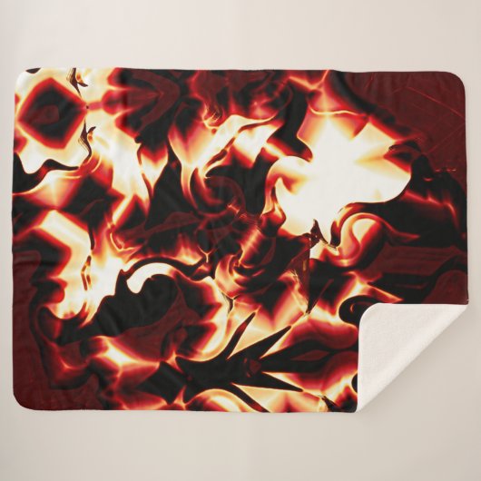 Carvingfeuer auf dunkelrotem Hintergrund Sherpadecke (Vorderseite (Horizontal))