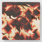 Carvingfeuer auf dunkelrotem Hintergrund Steinuntersetzer (Vorderseite)