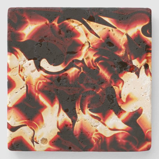 Carvingfeuer auf dunkelrotem Hintergrund Steinuntersetzer (Vorderseite)