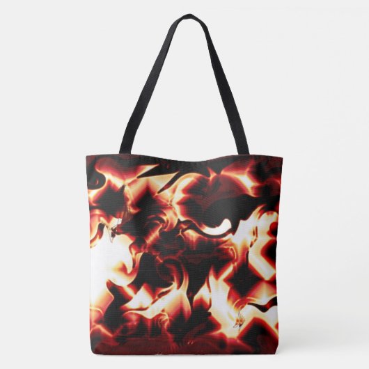 Carvingfeuer auf dunkelrotem Hintergrund Tasche (Rückseite)