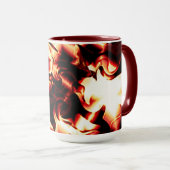 Carvingfeuer auf dunkelrotem Hintergrund Tasse (VorderseiteRechts)