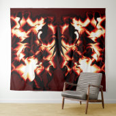 Carvingfeuer auf dunkelrotem Hintergrund Wandteppich (Beispiel (Horizontal))