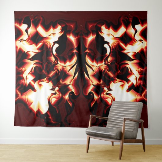 Carvingfeuer auf dunkelrotem Hintergrund Wandteppich (Beispiel (Horizontal))