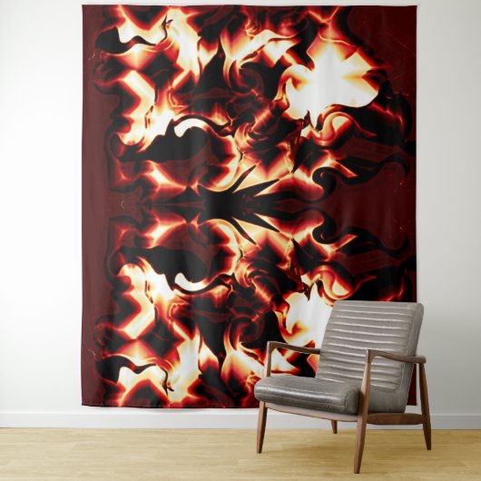 Carvingfeuer auf dunkelrotem Hintergrund Wandteppich (Beispiel)