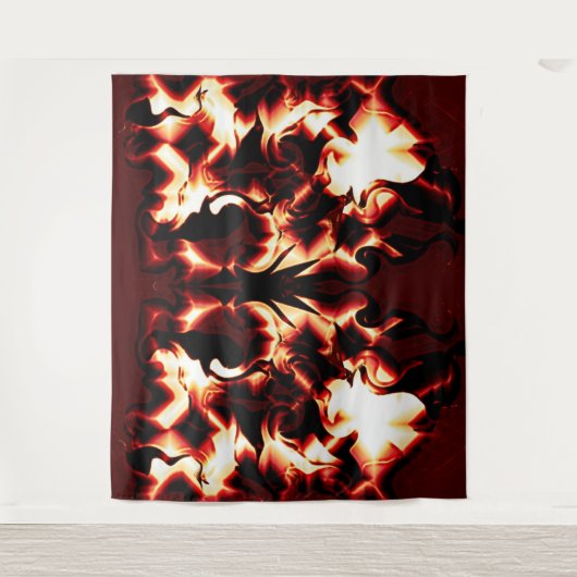 Carvingfeuer auf dunkelrotem Hintergrund Wandteppich (Vorderseite)